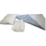 Bebek Özel %100 Pamuk Bebek/Çocuk Mavi Beyaz Yıldızlı Yastık Çarşaf Yorgan Seti - 100 x 200 cm - Renkli