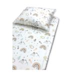 Bebek Özel %100 Pamuklu Çocuk Lastikli Çarşaf Ve Yastık Kılıfı 90x190 Montessori Kahverengi Gökkuşağı