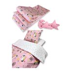 Bebek Özel 70x120 Park Beşik Uyku Seti,%100 Pamuklu, Pembe Unicorn, 10 Parça