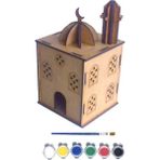 Bebek Özel Ahşap Boyanabilir Maket Oyuncak ve Boyama Seti, Ahşap Puzzle Oyuncak - Cami