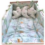 Bebek Özel Bebek Beşik Uyku Seti (9 Parça) Yeşil Bulutlu/yıldızlı - 70 x 130 cm