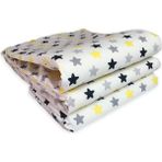 Bebek Özel Bebek Çocuk Beşik Kenar Koruma (4 Parça) Büyük Sarı Gri Yıldızlı - 70 x 130 cm - Sarı - Gri