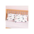 Bebek Özel Çocuk Yastık Kılıfı 35x45 cm, 2 Adet, Pembe Gri Ay Bulut
