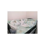 Bebek Özel Pamuklu 70x120 Park Beşik Uyku Seti, Kenar Korumalı, Yeşil Ay Bulutlu, 10 Parça