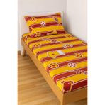 Bebek Özel Pamuklu Bebek Çocuk Lastikli Çarşaf ve Yastık Kılıfı 90x140 cm, Sarı Kırmızı