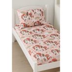 Bebek Özel Pamuklu Bebek Çocuk Lastikli Çarşaf ve Yastık Kılıfı 90x180 cm, Pembe Unicorn