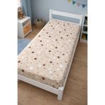 Bebek Özel Pamuklu Bebek Ve Çocuk Lastikli Çarşaf 90x180 Yıldızlı Kahverengi