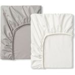 Bebek Özel Pamuklu Bebek ve Çocuk Lastikli Çarşaf Beyaz ve Gri 90X130 (2 Adet) - 90 x 130 cm - Renkli