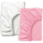 Bebek Özel Pamuklu Bebek ve Çocuk Lastikli Çarşaf Beyaz ve Pembe 90X130 (2 Adet) - 90 x 130 cm - Renkli