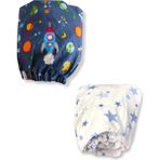 Bebek Özel Pamuklu Bebek ve Çocuk Lastikli Çarşaf Galaksi ve Mavi Yıldızlı 70X110 (2 Adet) - 70 x 110 cm - Renkli