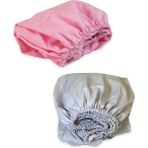 Bebek Özel Pamuklu Bebek ve Çocuk Lastikli Çarşaf Pembe ve Gri 90X190 (2 Adet) - 90 x 190 cm - Renkli