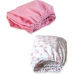 Bebek Özel Pamuklu Bebek ve Çocuk Lastikli Çarşaf Pembe ve Pembe Yıldızlı 90X190 (2 Adet) - 90 x 190 cm - Renkli
