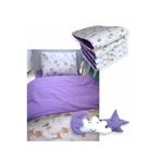 Bebek Özel%100 Pamuklu 70x120 Park Beşik Uyku Seti, Karaca Mor, 10 Parça, Yorganlı