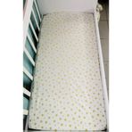 Bebek Özel%100 Pamuklu Bebek ve Çocuk Lastikli Çarşaf 90x180 cm, Sarı Yıldızlı