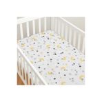 Bebek Özel%100 Pamuklu Bebek Ve Çocuk Lastikli Çarşaf 90x180 Sarı Ay Yıldızlı