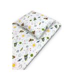 Bebek Özel%100 Pamuklu Bebek ve Çocuk Lastikli Çarşaf ve Yastık Kılıfı 120x200 cm, Uzay Roket Desenli