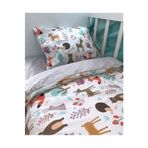 Bebek Özel%100 Pamuklu Bebek/Çocuk Beşik Yatak Takımı, 80x130 cm, Doğa Hayvan Desenli, Gri