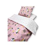 Bebek Özel%100 Pamuklu Çocuk Beşik Yatak Seti 70x160 cm, Pembe Unicorn, 3 Parça