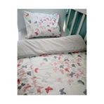 Bebek Özel%100 Pamuklu Çocuk Beşik Yatak Seti, 80x160 cm, Pembe Kelebekli Gri Desen
