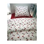 Bebek Özel%100 Pamuklu Çocuk Yatak Takımı 100x200 cm, Kirazlı Desen, Kırmızı, Montessori Uyumlu