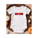 bebek perisi Organik %100 Pamuklu 2026 Dünya Kupası Özel Türk Bayrağı Tasarım Bebek Body Zıbın 2286
