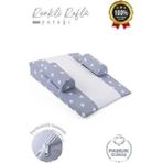 Bebek Reflü Yatağı (Açık Gri -Yıldız) Yıkanabilir Kılıflı, Ortopedik, Ana Kucağı - Büyük Boy