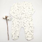 Bebek Star Ay Yıldız Desenli Krem Kız Bebek Tulumu Cotton - 3 - 6 Ay