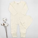 Bebek Star Fitilli Fırfırlı Şapkalı Ekru Kız Bebek Tulumu %100 Cotton - 3 - 6 Ay - Krem