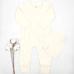 Bebek Star Fitilli Fırfırlı Şapkalı Ekru Kız Bebek Tulumu %100 Cotton - 6 - 9 Ay - Krem
