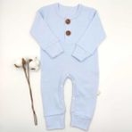 Bebek Star Fitilli İki Düğmeli Mavi Uzun Kollu Bebek Tulumu %100 Cotton - 0 - 3 Ay - Açık Mavi