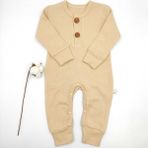 Bebek Star Fitilli İki Düğmeli Vizon Uzun Kollu Bebek Tulumu %100 Cotton - 0 - 3 Ay - Sütlü Kahve