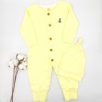 Bebek Star Fitilli Şapkalı Sarı Bebek Tulumu %100 Cotton - 6 - 9 Ay - Açık Sarı