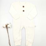 Bebek Star İki Düğmeli Krem %100 Cotton Bebek Tulumu - 0 - 3 Ay - Ekru