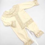 Bebek Star Laura Şapkalı Ekru Mevlüt Kız Bebek Tulumu %100 Cotton - 0 - 3 Ay - Bej - Krem