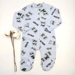 Bebek Star Panda Desenli Patikli Açık Mavi Bebek Tulumu %100 Cotton - 0 - 3 Ay