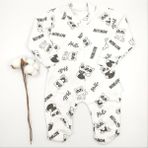 Bebek Star Panda Desenli Patikli Beyaz Bebek Tulumu %100 Cotton - 0 - 3 Ay