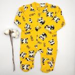 Bebek Star Panda Desenli Patikli Hardal Bebek Tulumu %100 Cotton - 0 - 3 Ay - Sarı