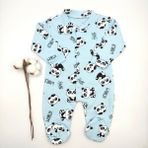 Bebek Star Panda Desenli Patikli Mavi Bebek Tulumu %100 Cotton - 6 - 9 Ay - Turkuaz