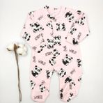 Bebek Star Panda Desenli Patikli Pembe Bebek Tulumu %100 Cotton - 3 - 6 Ay
