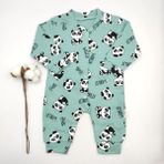 Bebek Star Panda Desenli Petrol Yeşili Bebek Tulumu %100 Cotton - 3 - 6 Ay