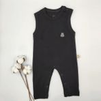 Bebek Star Siyah Kolsuz Fitilli Bebek Tulumu %100 Cotton - 0 - 3 Ay - Koyu Siyah