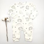 Bebek Star Unicorn Desenli Krem Bebek Tulumu %100 Cotton - 3 - 6 Ay - Beyaz