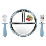 Bebek Tabağı - Emici Tabanlı Oyun ve Beslenme | Paslanmaz Çelik Kaşık ve Çatallı Dayanıklı Taşınabilir Bölmeli Yemek Kabı Çocuk Beslenme Öğünleri İçin