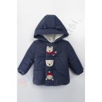 Bebek Vadisi Su Geçirmez Içi Kürklü Peluş Fermuarlı Kalın Kapüşonlu Şişme Kar Kışlık Erkek Bebek Mont Çocuk Kaban - Mavi - 5 - 6 Yaş