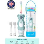Bebek ve Çocuk Diş Fırçası - Şarjlı - Çok Renkli Disko Işıklı - 0-10 Yaş - Koala - Turkuaz