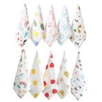 Bebek Yüz Havlusu Seti 10lu Pamuklu Muslin Kareler Bebek Yıkama Bezleri Yenidoğan 30x30cm Yumuşak Ve Emici Sağlam Kolay Bakım