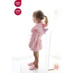 Bebekevi %100 Pamuk Oeko-Tex® Sertifikalı Dinozor Desenli Mavi Mini Bebek Bornoz ve Terlik Seti 6-12 Ay 1 Yaş Bornoz - Pembe