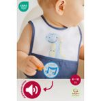 Bebekevi Düdüklü Cepli Sıvama Mama Önlüğü - Smiling Dino Mavi Çocuk Mama Önlüğü - Indigo - 6 - 18 Ay