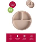 Bebekevi Silikon Bebek Tabağı Vakumlu Bölmeli Silikon Bebek Mama Tabağı – Bpa Free - Bej