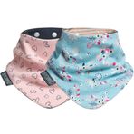 Bebekler ve Küçük Çocuklar için Cheeky Chompers Baskılı Bebek Önlükleri - İkiz Paket - Bandana Atkısı Tarzı Dribble Önlüğü - Erkek ve Kız Bebek için - Boyun Boynuzu Önlüğü Tasarımı (Botanik Çiçek ve Sevgiyle Üretilmiştir)